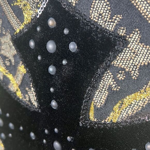 🔥🔥 “NWT” ROYAL ARMY Black Denim & Gold JACKET “Affliction Style” - Sz Large - Picture 11 of 12